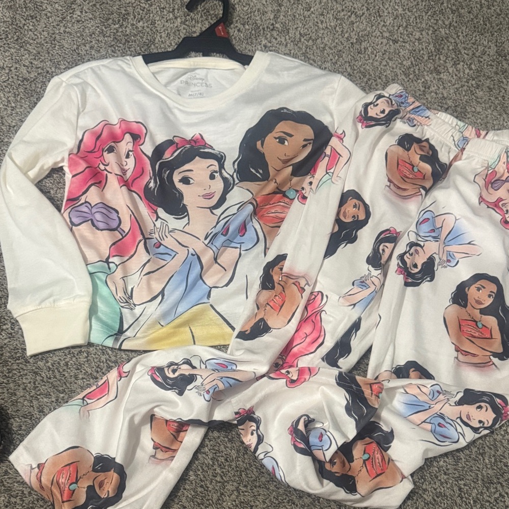 Disney Princess Kids Pajama Set - Cream and Multicolor